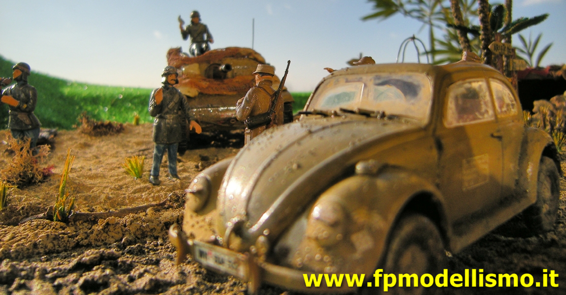 DIORAMA FP MODELLISMO EL ALAMEIN CON FIGURINI E MEZZI MILITARI ITALERI