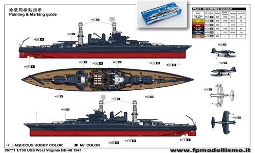 USS West Virginia BB-48 1941 Scala 1:700 TR05771 * EURO 29,00 in Kit ** Euro 79,00 Costruita (Iva Incl.)