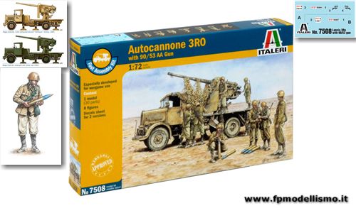 Autocannone Italiano 3RO with 90/53 AA Gun in scala 1:72 Italeri 7508 * EURO 15,50 in Kit * Euro 35,50 Costruiti (Iva Incl.)