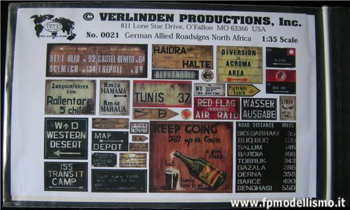 German/Allied Roadsigns North Africa in scala 1:35 VERLINDEN V0021 * Euro 7,40 (Iva Incl.)