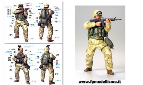 Modern US Army Infantryman (Desert Uniform) in Scala 1/16  Tamiya 36308 * EURO 17,50 in Kit ** Euro 37,50 Costruito (Iva Incl.) Art. Temporaneamente NON Disponibile