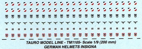 Insegne per Elmetti Tedeschi WWII in Scala 1/9 (200mm) TM1105 * EURO 3,50 (Iva Incl.)