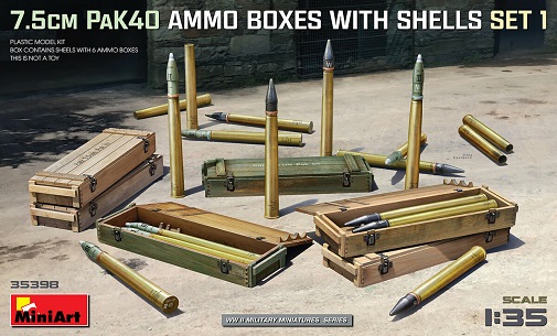 7,5cm PaK40 Ammo Boxes with Shells Set 1 MiniArt 35398 scala 1/35 * * EURO 16,30 in Kit * Euro 32,60 Costruito (Iva Incl.) Art. Temporaneamente NON Disponibile
