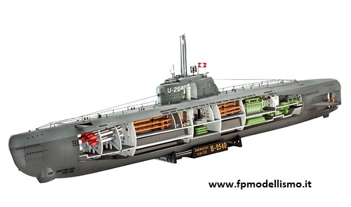 Deutsches U-Boot Typ XXI mit Interieur Scala 1:144 Revell 05078 * EURO 25,70 in Kit * Euro 95,70 Costruito (Iva Incl.)