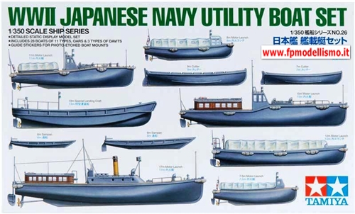 Japanese Navy Utility Boat set WWII 1:350 Tamiya 78026 * EURO 20,00 in Kit * Euro 35,00 Costruite (Iva Incl.)