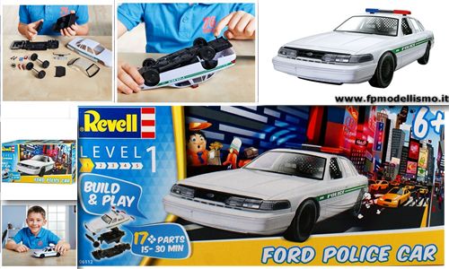 Build & Play - Ford Police Car in Scala 1:25 Revell 06112 * EURO 11,60 in Kit ** Euro 16,60 Costruita (Iva Incl.) 