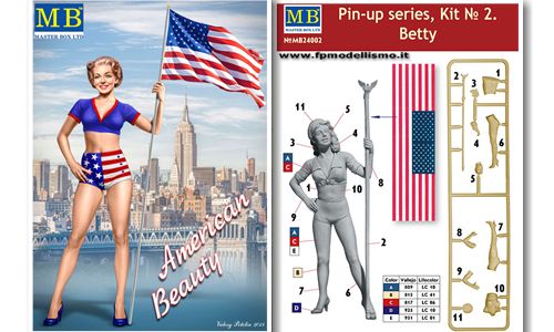 AMERICAN BEAUTY Pin-Up series Kit No.2 Betty in scala 1:24 MB 24002 * EURO 10,00 in Kit * Euro 20,00 Costruita (Iva Incl.)