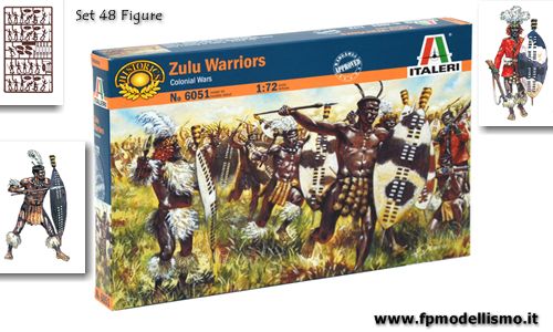 Guerre Coloniali: ZULU WARRIORS in scala 1:72 Italeri 6051 * EURO 10,00 in kit * Euro 40,00 Costruiti (Iva Incl.) Art. Temporaneamente NON Disponibile