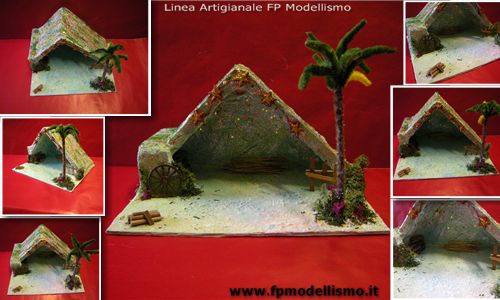 OFFERTA: Presepe 30x23cm Capanna con Palma * EURO 10,00 (Iva Incl.) 