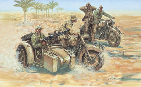 WWII German Motorcycles 1:72 ITALERI 6121 * Euro 10,50 in kit * Euro 35,50 Costruiti (Iva Incl.)