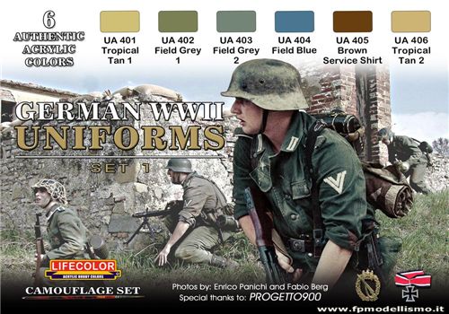  German WWII Uniform Set 1 6 colori CS04 Lifecolor * EURO 18,50 (Iva Incl.) Art. Temporaneamente NON Disponibile